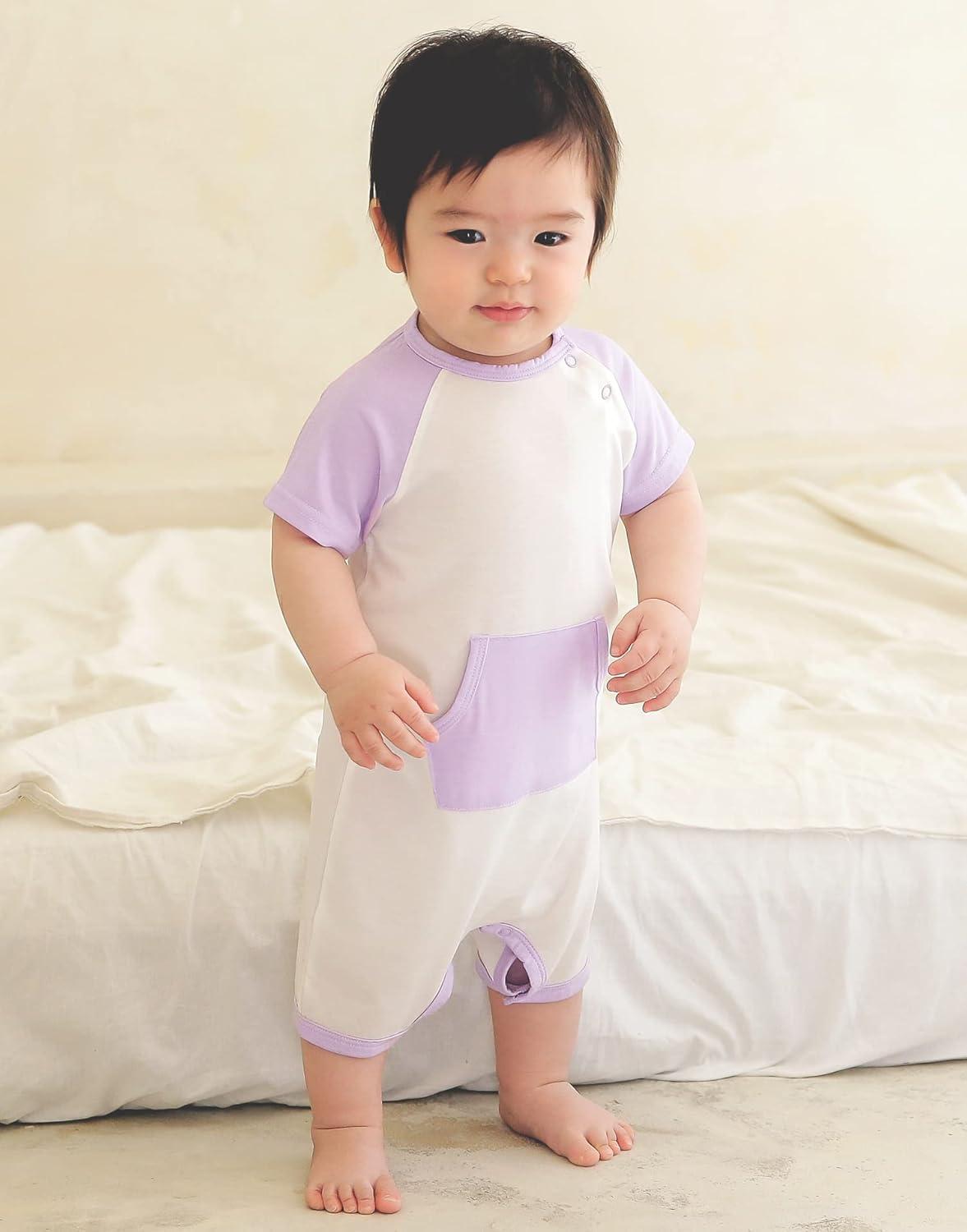 imageVAENAIT BABY Newborn Infant Baby Boys and Girls Rayon from Bamboo Romper OnePiece JumpsuitsC02pocket Lavender
