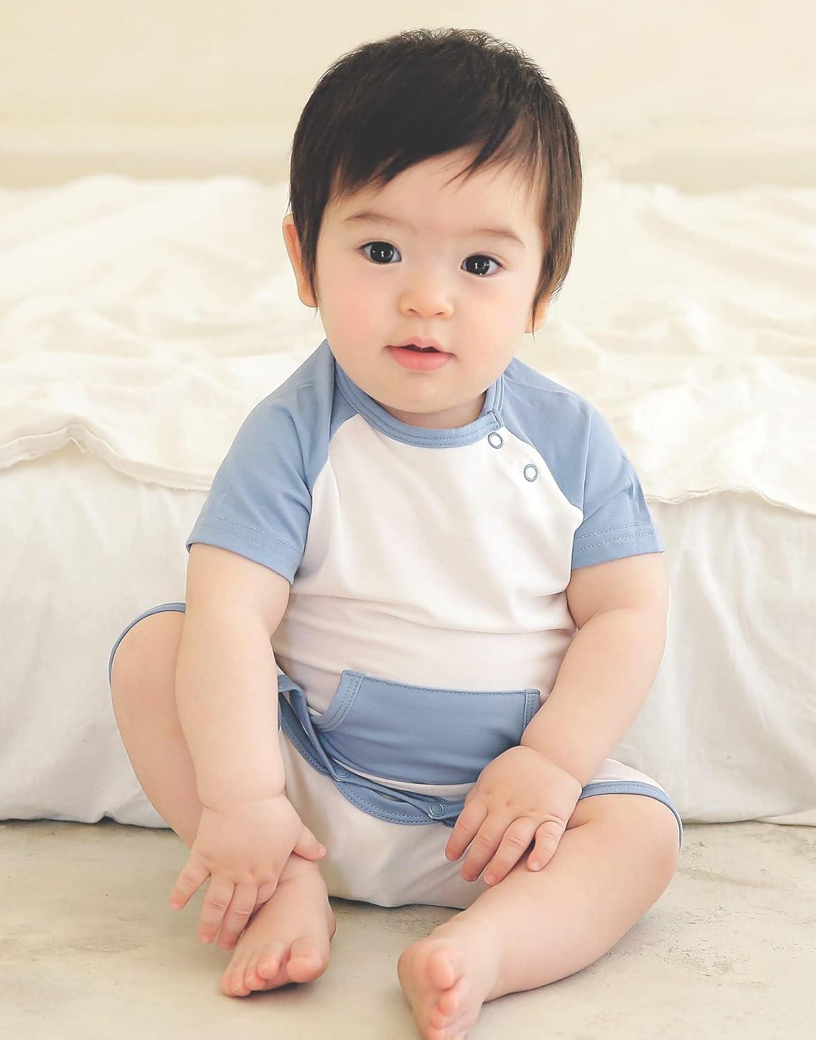 imageVAENAIT BABY Newborn Infant Baby Boys and Girls Rayon from Bamboo Romper OnePiece JumpsuitsC06pocket Blue