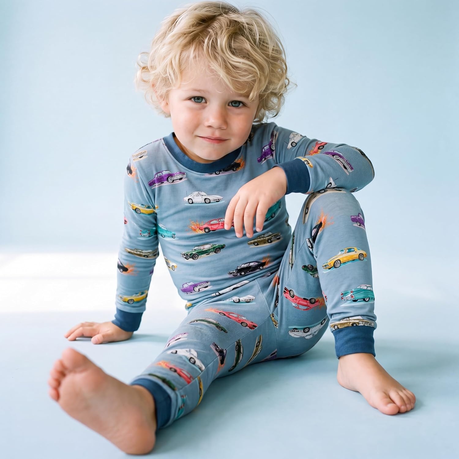 image:imageVAENAIT BABY Toddler Kids Pajamas Viscose from Bamboo Sleepwear Floral Animal Sports Print PJs for Boys Girls 6M12YB001vintage Cars